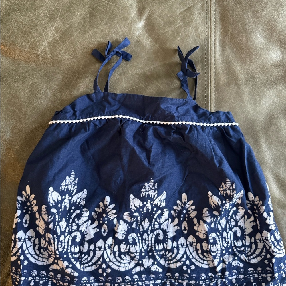 Janie and Jack Navy and White Embroidered Top